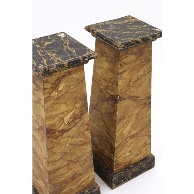 Faux-Marbre Wooden Pedestals, 1880, Set of 2 For Sale - Image 4 of 14