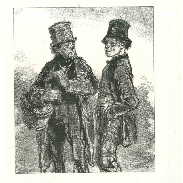 Paul Gavarni, The Conversation, Original Lithograph, 1881 For Sale