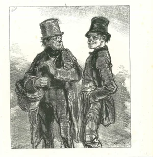 Paul Gavarni, The Conversation, Original Lithograph, 1881