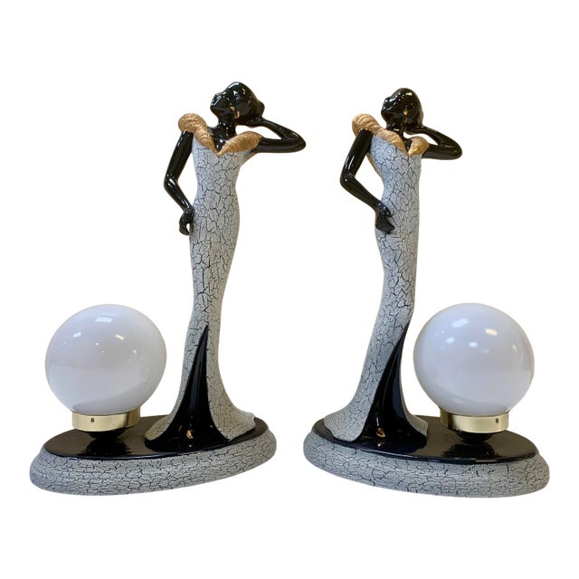 Vintageour Girls Figurine Table Lamps - a Pair For Sale