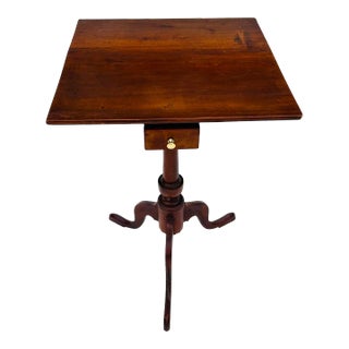 Late 19th Century Antique Mahogany Candle Stand, Match Drawer. For Sale