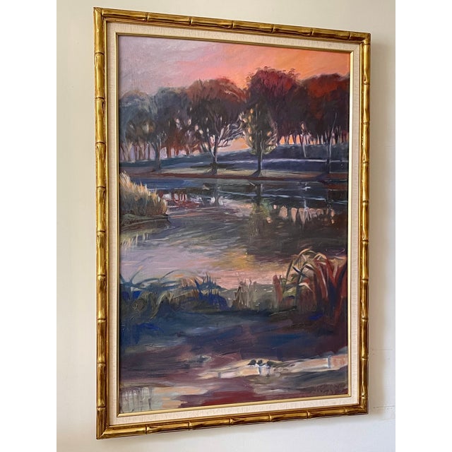 Abstract Late 20th Century Modern Impressionist Oil on Canvas of Burying Hill Beach, Westport, Connecticut For Sale - Image 3 of 14