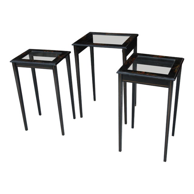 Vintage Japanned Nesting Tables - Set of 3 For Sale