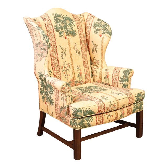 Kittinger Williamsburg Adaptation Chippendale Style Mahogany Wing Chair For Sale