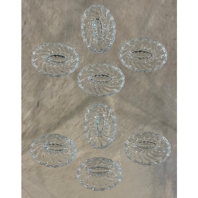 Transparent Vintage Fostoria "Colony" Clear Glass Open Salt Cellars - Set of 8 For Sale - Image 8 of 9