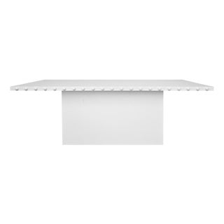 Matthew Izzo Home Lucian Matte White Lacquer Studded Edge Dining Table For Sale