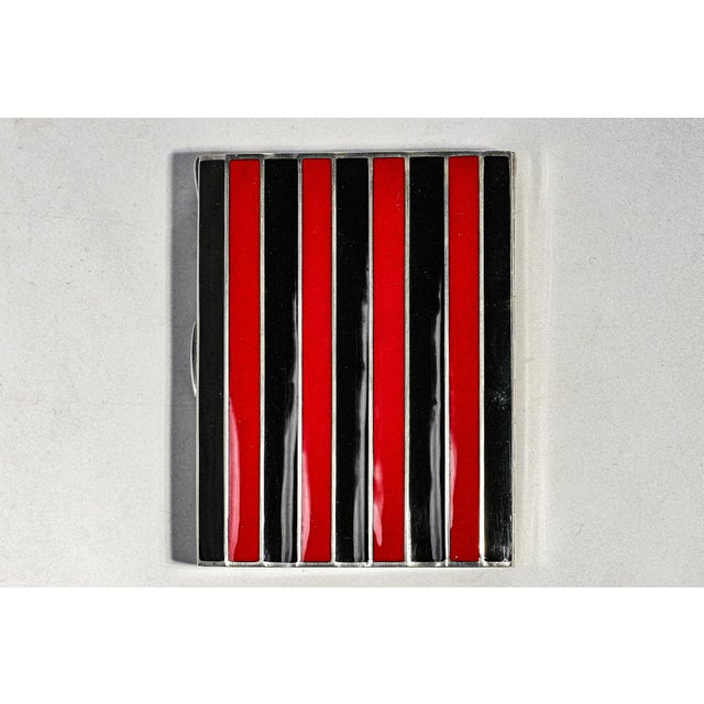 Rare Art Deco Antique Silver Black Red Enamel Cigarette Case Court of Siam Bangkok Presentation Box Luxury Tobacciana For Sale - Image 14 of 18
