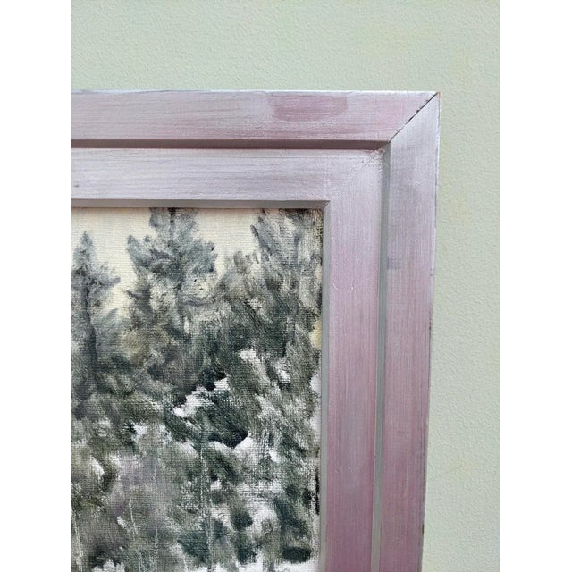 1998 "Crisp" Swedish Snow Forest Landscape Oil Painting, Framed For Sale - Image 4 of 9
