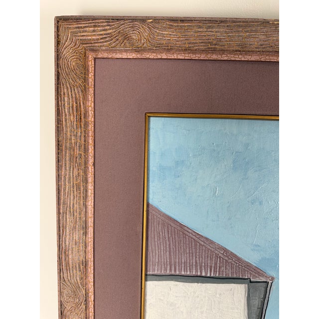 Paint 1980s Original Gilberto Almeida Egas Large Modernist Architectural Painting For Sale - Image 7 of 12