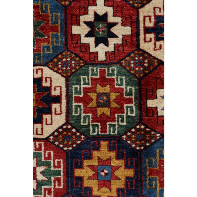 Traditional Vintage Turkish Tribal Runner in Red With Colorful Medallions | Rug & Kilim For Sale - Image 3 of 8