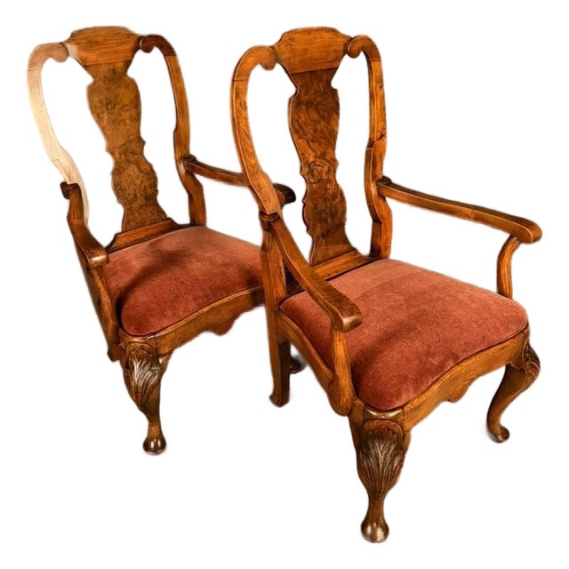Pair of Late 19th Century English Queen Anne Style Armchairs, C. 1890 For Sale