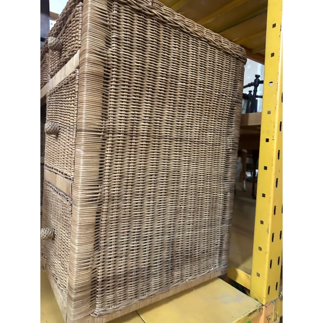 1970s Vintage Wicker Boho Chic Desk With Drawers For Sale - Image 5 of 6