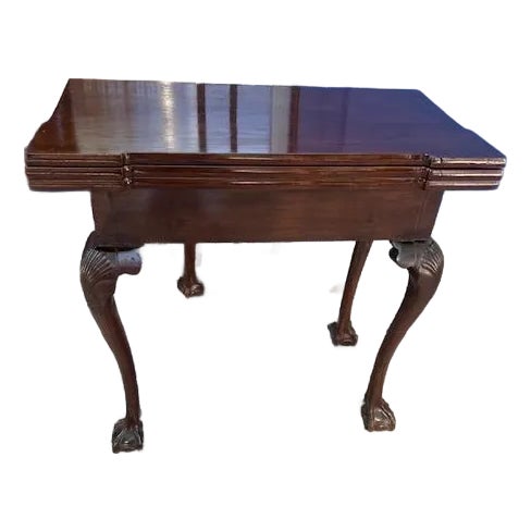 Antique Chippendale Style Mahogany Fold Over Twice Game Table For Sale