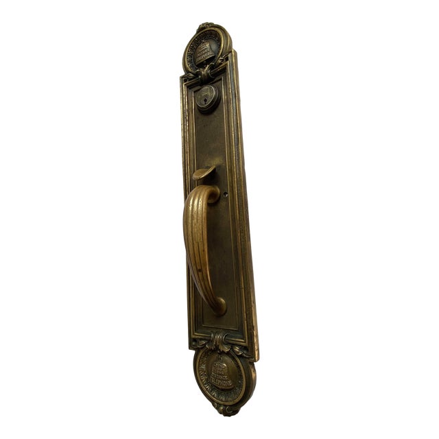 Antique Cast Brass Emblematic Telephone Company Exterior Door Handle For Sale