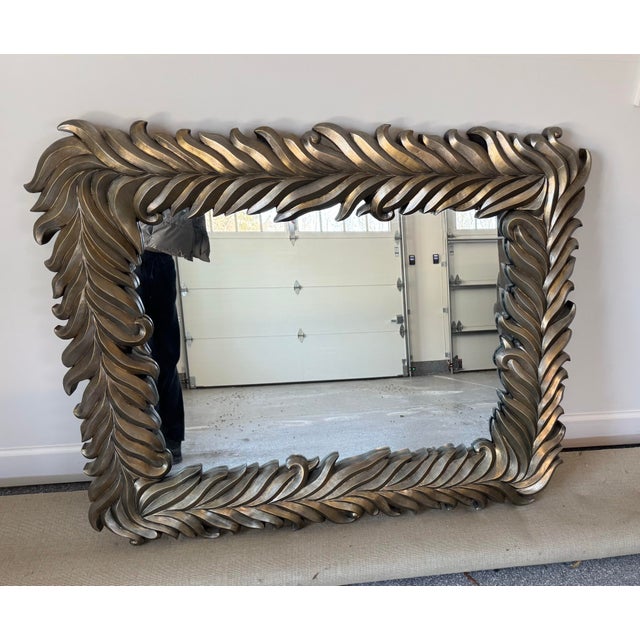 1980s Pair Available. Monumental 20th Century Silvered Acanthus / Palm Frond Mirror by Century Furniture For Sale - Image 5 of 7