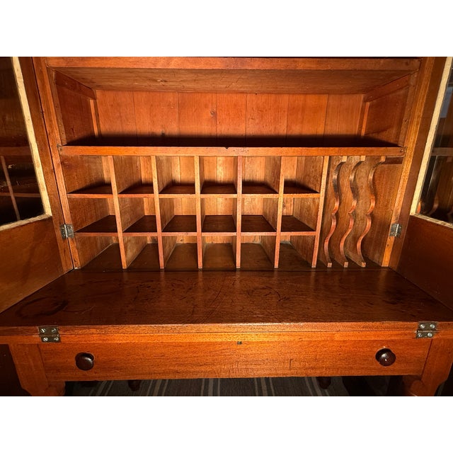 Wood Antique Desk W/Bookcase in Solid Cherrywood Circa 1830 For Sale - Image 7 of 13