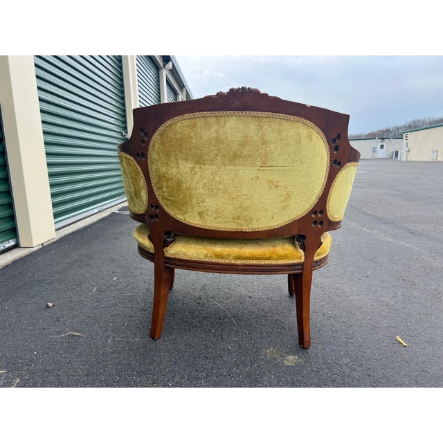 2000 - 2009 Victorian Tufted Velvet Parlor Chair For Sale - Image 5 of 8