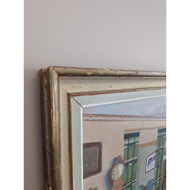 Mid-Century Modern 1941 Mid Century Modern 'The Family Sitting Room' Vintage Swedish Interior Oil Painting, Framed For Sale - Image 3 of 11