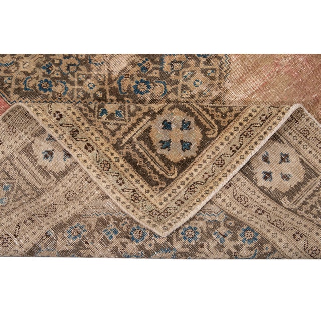 Textile Pink Vintage Shabby Chic Handmade Wool Rug For Sale - Image 7 of 13