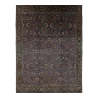 Rug & Kilim’s Agra-Inspired Rug, Floral Trellis on Midnight Purple Field For Sale