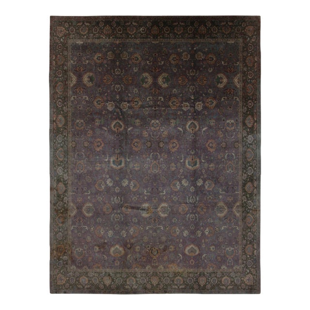 Rug & Kilim’s Agra-Inspired Rug, Floral Trellis on Midnight Purple Field For Sale