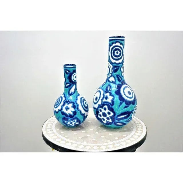 1990s Italian Bold Blue & White Vases - a Pair For Sale - Image 5 of 7