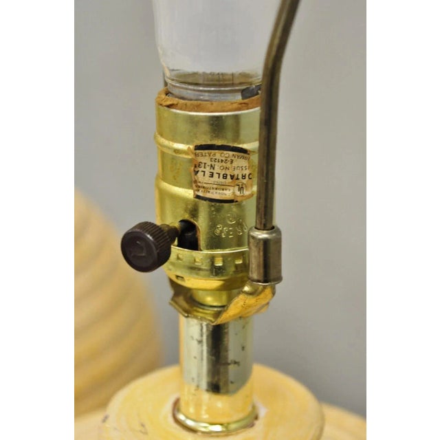 Vintage Mid Century Modern Lacquered Fiberglass Round Beehive Table Lamps by C.N. Burman & Co - Pair. Circa Late 20th...