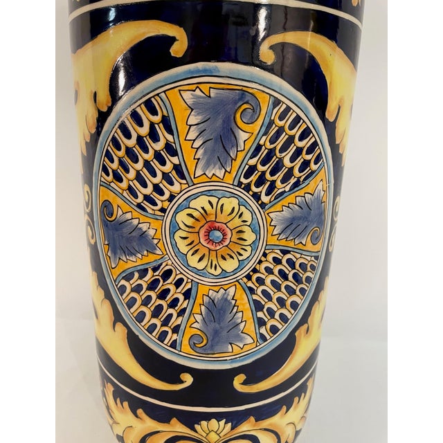 Vintage Mid 20th Century Italian Majolica Ceramic Umbrella Stick Stand For Sale - Image 9 of 14