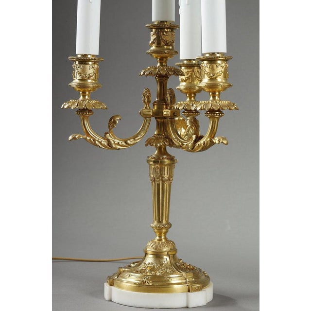 1900 - 1909 Louis XVI Candelabra in Gilt Bronze, 1900s, Set of 2 For Sale - Image 5 of 18