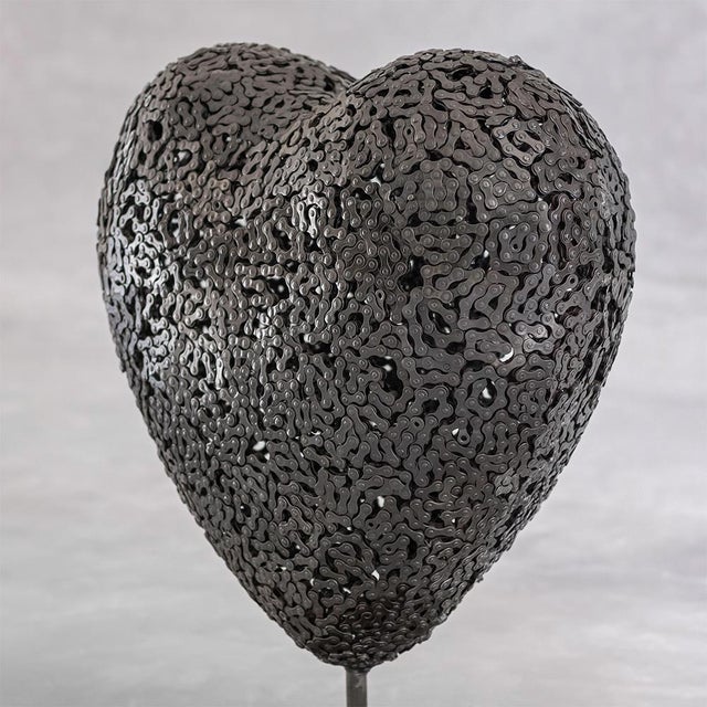 Metal Industrial Steel Heart Sculpture by Azele Studio For Sale - Image 7 of 11