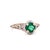An elegant 18ct white gold emerald and diamond ring, cast and hand‑set in a delicate filigree design that frames the...