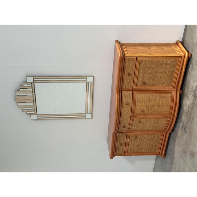 Vintage Rattan and Wood Orange Curved Sideboard, 1980s For Sale - Image 10 of 16