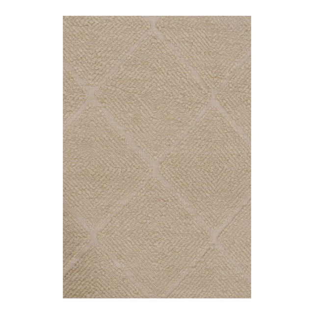 Contemporary Scandinavian Style Wool Rug in Beige by Rug & Kilim, India For Sale