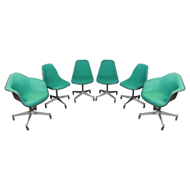 Six Vintage Eames Herman Miller Swivel Shell Chairs on Casters 1970s For Sale - Image 11 of 12