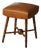 Vintage Danish Turned Wood Stool with Leather Seat, 1930s For Sale