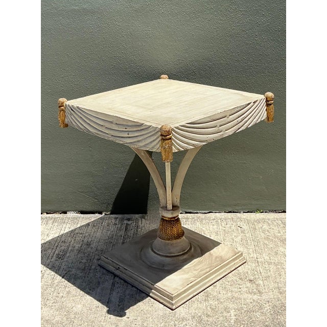Late 20th Century Vintage Carved Tassel Accent Table For Sale - Image 5 of 16