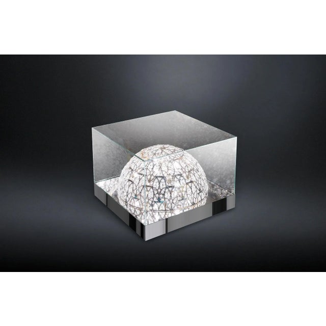 Glass Roma Coffee Table with Arabesque Steel & Crystal Lamps from VGnewtrend For Sale - Image 6 of 7