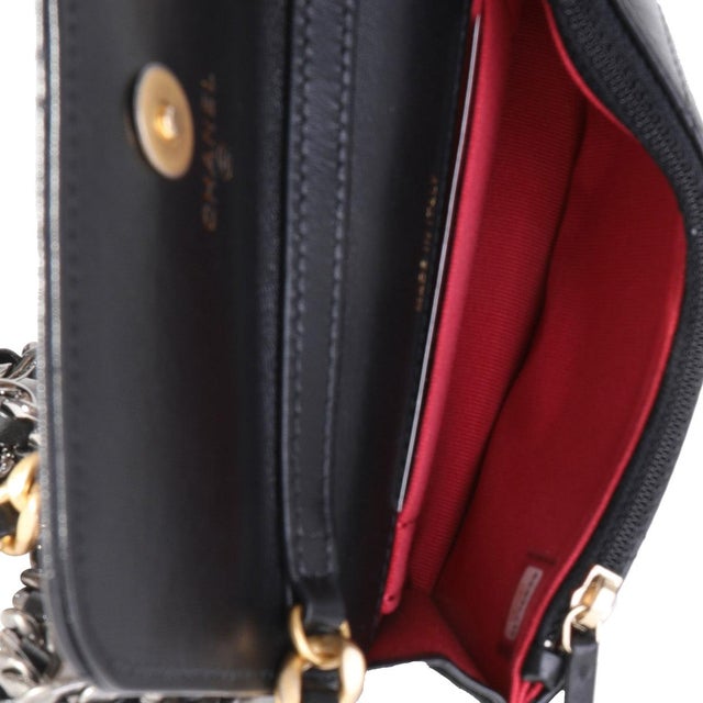 Black Black Quilted Lambskin Chanel 19 Mini Coin Purse With Chain For Sale - Image 8 of 8