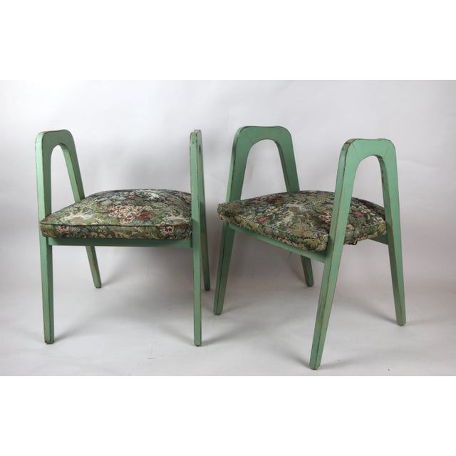 Set of Vintage Green Flower Stools For Sale - Image 4 of 12