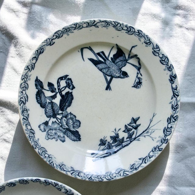 French Plates with Birds by Onnaing, 1875, Set of 6 For Sale - Image 4 of 12