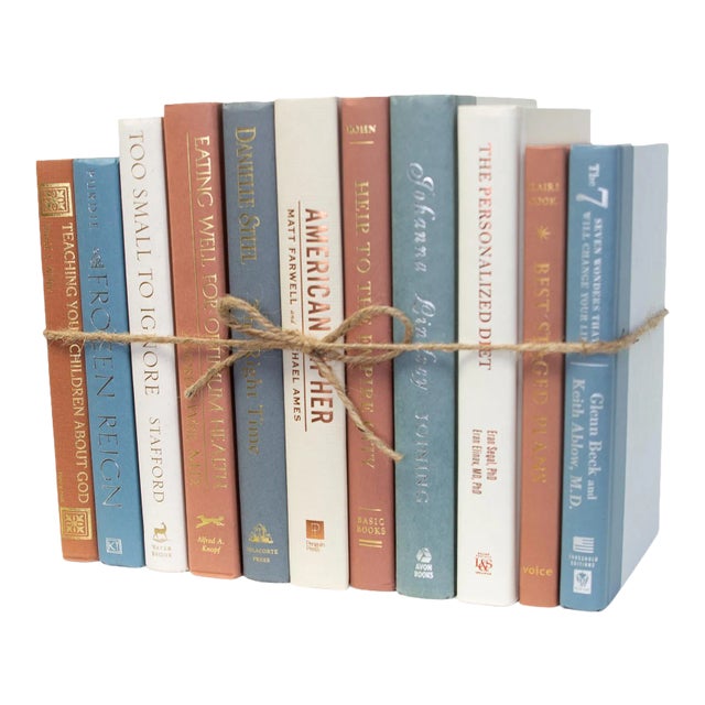 Decorative Books - Sea Coral Book Bundle - 1 Foot of Blue Books For Sale