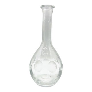 Vintage MCM Coin Optic Clear Glass Bud Vase For Sale