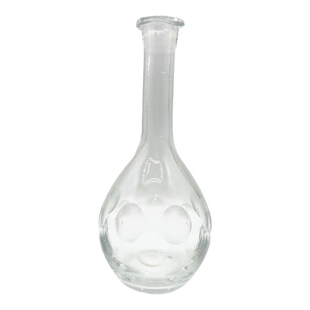 Vintage MCM Coin Optic Clear Glass Bud Vase For Sale