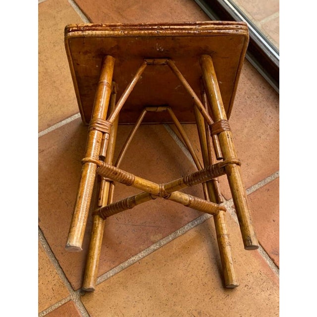 Coffee Table in Rattan and Ceramic attributed to Audoux and Minet attributed to Adrien Audoux & Frida Minet, 1950s For Sale - Image 12 of 15