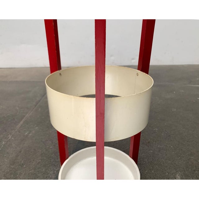 Mid-Century Space Age Metal and Wood Umbrella Stand, 1960s For Sale - Image 6 of 18