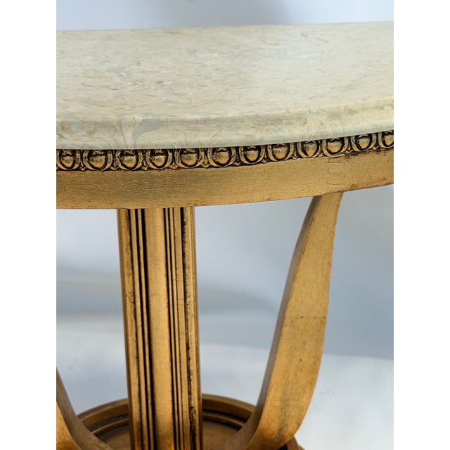 1960s Half Moon Console Marble Gold FlakeTable For Sale In Los Angeles - Image 6 of 12