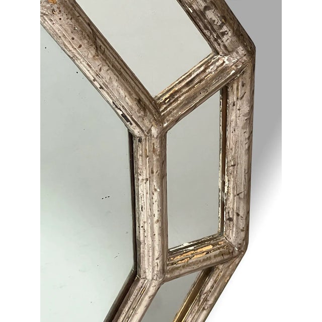 Italian Silver-Leafed Giltwood Dodecagon Mirror For Sale In San Francisco - Image 6 of 7