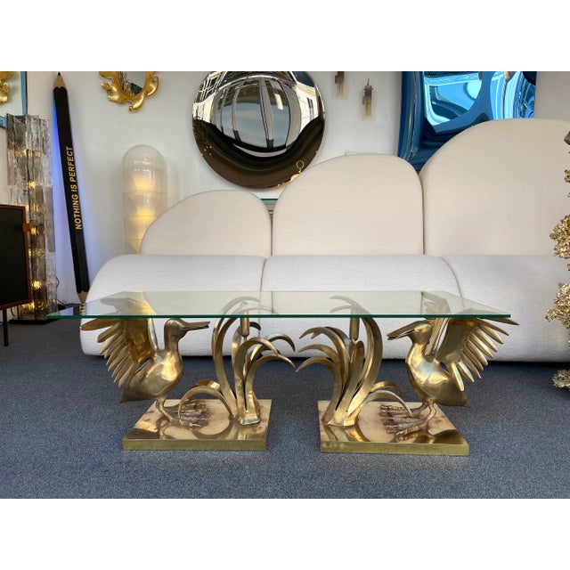 Bronze 1970s Christian Techoueyres Bronze Pelican and Reed Coffee Table For Sale - Image 8 of 13
