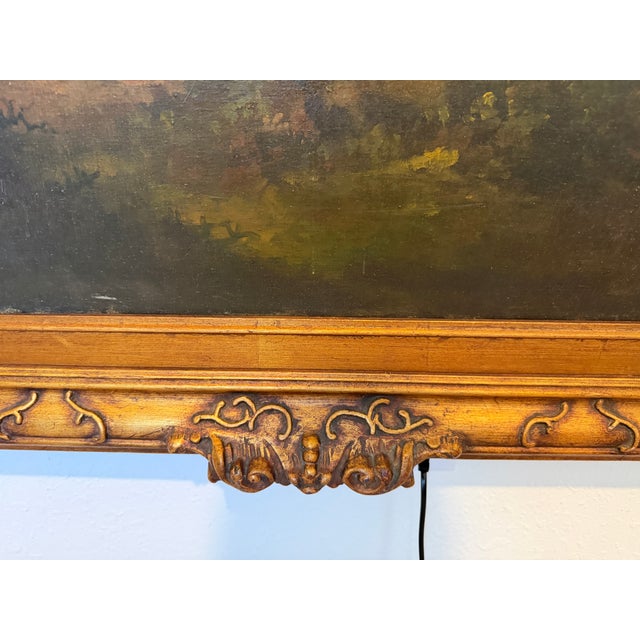 C. Patin Huge Vintage European Cityscape/ Landscape Oil Painting Gilt Frame For Sale - Image 12 of 13