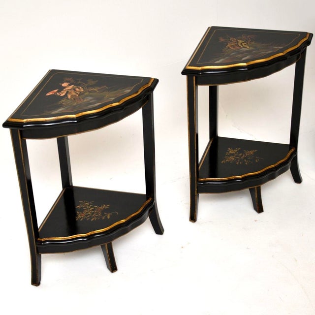 Wood Antique Chinoiserie Lacquered Nesting Tables, 1920s, Set of 5 For Sale - Image 7 of 14